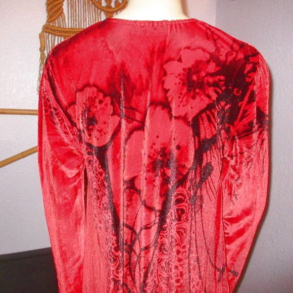 Vtg Pyramid Collection Velvet Babydoll Tunic Top Size M Ruffle Vamp Goth Grunge - Picture 8 of 10